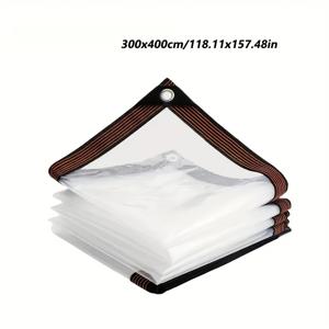 TEMU 헤비듀티 투명 방수 PE 야외 커버 - 대형 클리어 레인프루프 타프, 강화된 코너, UV 및 바람 저항성, 온실, 파티오, 캠핑, 닭장 보호용 투명 날씨방지 시트 - 접착 스트립으로 쉬운 설치, 튼튼한 코너 보강, 금속 그로밋 디테일링, 내구성 있는 디자인, 자외선 차단 원단, 온실 소유자용