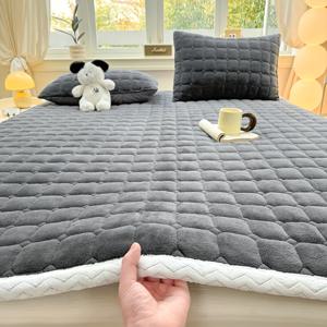 TEMU 1개 초부드러운 슬릭키 섬유 플란넬 퀼트 매트리스 보호대, 얇은 매트리스용, 베이지-친화적인 통기성 침구, 가을/겨울용, 싱글/더블/퀸/킹 사이즈 침대에 적합, 침실, 아파트, 게스트룸, 호텔, 기숙사, 홈 데코에 이상적, 저자극성, 세탁기 사용 가능, 주름 및 변색 및 수축 방지, 휴대용, 설치 및 유지 관리 용이, 사계절 사용 가능|이불