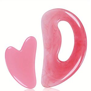 TEMU 레진 바디 구아샤 도구 - 얼굴, 등, 다리 및 전신 마사지용 하트 & 커브 디자인 - 비전기식 근육 이완 & - 여성과 남성을 위한 홈 사용 - 셀프 케어가 완벽한 선물, 인체공학적 마사지 피스, 매끄러운 표면, 무독성 재료, 웰니스 액세서리