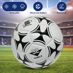 TEMU 스탠다드 사이즈 5 축구공 - 고품질 PVC, 내구성 강한 무봉제 구조로 청소년/성인 훈련 및 경기용 - 화이트 & 블랙 디자인, 야외 스포츠 용품, 클래식 블랙 앤 화이트, 고급 풋볼