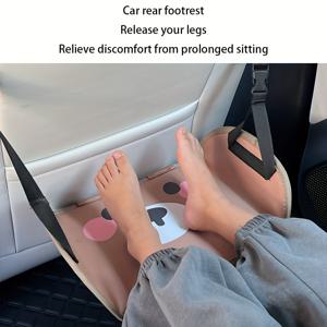 TEMU 귀여운 갈색 곰 패턴 자동차 시트 뒷면, 조절 가능한 스트랩이 있는 휴대용 발받이, 여행 및 사무실 편안함에 적합, 만화 스타일로 지원을 제공, 모든 자동차에 적합, 완벽한 휴일 선물
