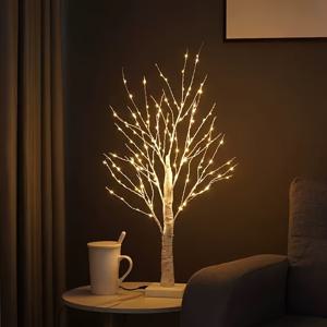 TEMU 배터리 구동형 자작나무 LED 테이블 램프 - 따뜻한 화이트 페어리 라이트, 크리스마스, 웨딩, 발렌타인데이, 휴일 조명 및 할로윈 장식용 4계절 완벽