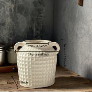 TEMU 1개 빈티지 세라믹 더블이어 화병 - 주방, 식당 또는 거실용 독특한 오리지널 멀티펑셔널 수납 용기, 러스틱 장식 포트, 에이징 스타일 가마 변형 수경재배 화분