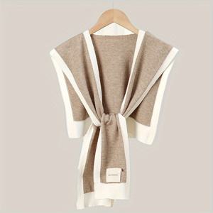 TEMU 2개/1개 세트 우아한 숄 칼라 가디건 재킷 코트 - 부드러운 랩어라운드 칼라, /베이지/화이트/블랙/브라운/블랙, 파티, 웨딩 및 일상용 다용도 아우터웨어 (깃털 없음, 유럽 스타일)