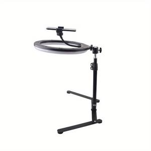 TEMU LAQIUIUE 360° 회전 휴대폰 스탠드 조절 가능한 팔 & 클램프 - 네일 아트, 음식 사진 촬영, 라이브 스트리밍, 셀카, 블로깅용 USB 전원 LED 라이트 - 스마트폰용 멀티유즈 데스크탑 삼각대, 블로깅 설정, 세련된 디자인, 견고한 구조