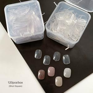 TEMU 120개 투명 네일판, 일본식 아몬드형 숏라운드오벌 네일아트, 컬러디스플레이 & 스타일링용, 초보자를 위한 연습장 (미용실/가정용)