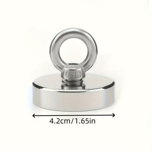 TEMU 헤비듀티 42mm/121LB 자석 후크 - 스테인리스 스틸 라운드 자석, 낚시 및 물자 취급용, 내구성 및 부식 방지, 무거운 물체 안전 리프팅에 이상적, 자석 낚시 장비, 견고한 구조, 자석, 물 무게 자석, 탐사 장비, 네오디뮴 자석, 추가 자석