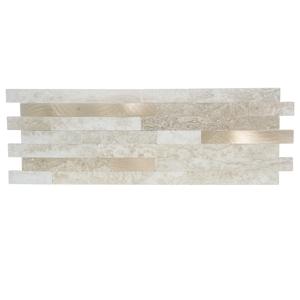 TEMU 10개 세트 접착식 백스플래시 타일 - 자체 접착 주방 및 욕실 벽 패널, 매트 마감 모던 타일 디자인, 도구 없이 쉬운 설치, 욕실, 주방, 거실, 사무실용 - (연한 노란색 대리석 & 금속 악센트), 현대적 디자인, 알루미늄 호일 백킹