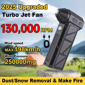 TEMU 휴대용 터보제트 헤어드라이어 - 4단계 무선 먼지 수집기 핸드헬드 쿨링 터보팬, 배터리 USB-C 충전 개인용 쿨링 팬, 먼지, 눈, 캠핑, 키보드 청소에 적합 - 남성을 위한 궁극의 소형 도구 선물