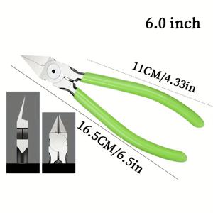 TEMU 인체공학적 6인치 순수 그린 초박형 모델링 플라이어 - 매끄러운 절단을 위한 초예리 블레이드, 편안한 고무 그립과 스프링 워터라인 클램프, 사용이 간편하고 편리함 - 보석 제작, 공예, 전기 작업에 완벽, 공예 도구,DIY 프로젝트,가벼운 디자인,튼튼한 구조,전문 모델러,공예 애호가
