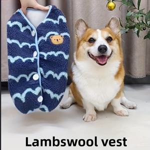TEMU 겨울용 따뜻한 소형 및 중형 개 조끼 - 두꺼운 단열 민소매 조끼 버튼 클로저, 세탁기 사용 가능, 코기, 시바 이누, 비숑, 포메라니안, 퍼그, 치와와, 시츄, 푸들, 치와와, 개 옷, 개 액세서리