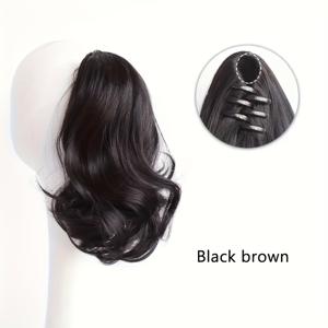 TEMU 여성용 합성 클립인 포니테일 - 미끄럼 방지 그립, 자연스러운 컬리 웨이브 헤어스타일, 열 도구로 쉽게 스타일링 가능, 짧은 곱슬 머리카락과 웨이비 프린지 가발, 여성용 가발/헤어피스, 헤어 피스, 여성 가발, 묶음머리 가발