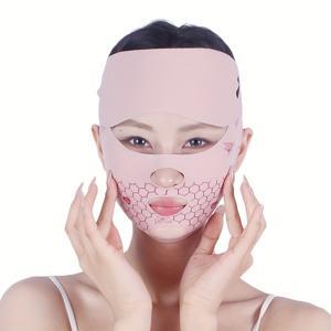 TEMU 조절 가능한 V자형 얼굴 리프팅 밴드 - 통기성 좋은 재사용 가능 이중 턱 & 턱선 쉐이핑 마스크, 비수술적인 데일리 페이스 & 넥 리프팅, 페이스 리프팅 마스크, 세련된 디자인, 내구성 있는 구조|마스크