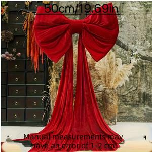 TEMU 크리스마스 장식 - 50cm 새틴 리본 & 흐르는 스트리머가 있는 1개의 거대한 럭셔리 레드 보우 파티 장식 | 생일, 결혼식, 크리스마스 및 특별한 날에 완벽 | 축제 장식 액세서리 · 우아한 축하 장식 → 웨딩 아치 장식 / 이벤트