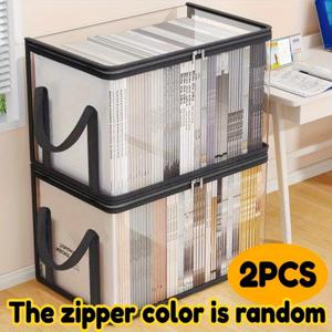 TEMU 1개 또는 2개입 고강도 투명 수납 상자 ( 플립 커버) - 대용량 다기능 정리함 (책, 의류, 사무용품, 가정 및 사무실용) - 내구성 좋은 플라스틱 수납 바구니, 사무용품 정리함, 책 보관|북커버