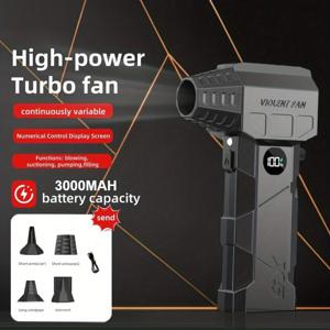 TEMU 터보 블로워 & 진공 청소기 키트 (디스플레이 & LED 라이트 포함) - 150,000 RPM 고속 에어 블로워, USB-C 충전식, 200W 모터, 190km/h 풍속 & 200G 압력, 핸드헬드 팬 (차량, 사무실 청소용, 휴대용 에어 드라이어)|차량용선풍기|서큘레이터선풍기