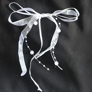 TEMU 12개 우아한 쉬폰 리본 & 비즈 크리스마스 트리 장식 - 반짝이는 비즈가 있는 다층 리본, 전기 불필요, 결혼식, 발렌타인데이, 새해, 겨울 홈 데코용 - 신부 들러리, 파티 머리 장식을 위한 내구성이 뛰어난 행잉 장식품