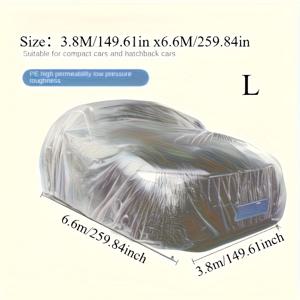TEMU 2025 헤비듀티 올시즌 카커버 - 헤비듀티 PE 필름 방수, 방진 투명 차량 커버, 다양한 사이즈 옵션, SUV, 트럭, 오토바이에 맞춤형 - 휴대용 야외 주차 보호