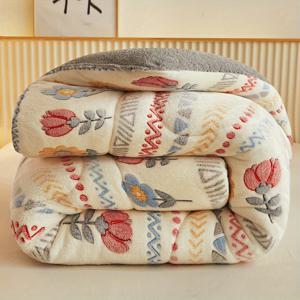 TEMU 플로럴 스타일 따뜻한 겨울 이불, 사계절 사용 가능, 눈꽃 두꺼운 이불, 삼중 층 두께, 부드럽고 편안함, 침실, 호텔룸 등에 적합, 사계절용 침구 층,침실 따뜻함 솔루션,삼중 레이어 플리스,플로럴 윈터 블랭킷,무지개 테마 장식,식물 프린트 텍스타일,부드러운 플러시 질감,추운 기후 주민들,호텔 공급업체