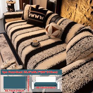 TEMU 1개 플러시 소파 쿠션, 사계절용, 심플하고 모던한 디자인, 미끄럼 방지 및 내구성 있는 등받이 타월, 세탁기 사용 가능, 반려동물 친화적, 겨울철 보온 - 벨벳|소파|의자|쇼파쿠션