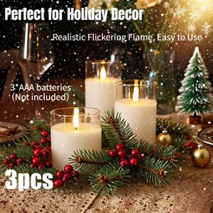 TEMU 1세트 무화염 캔들 - 리얼리틱 깜빡이는 불꽃 - 배터리 포함 (배터리 별도) - 플러그앤플레이 LED 불꽃 - 실내/실외용 - 홈 데코, 웨딩, 파티용 - 안전한 화이트 왁스 캔들 (연기 없음)|식탁조명