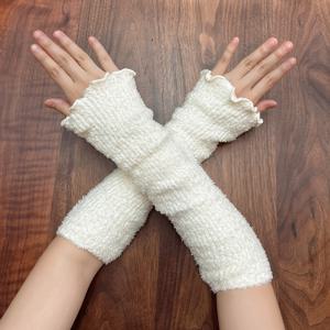 TEMU 1쌍 여성용 긴 겨울 암워머 - 탄력 있는 플리스 안감, 캐주얼 외출 및 일상복에 적합한 부드럽고 신축성 있는 핏, 따뜻한 패션 액세서리, 추운 날씨용 기어, 세련된 손목웨어, 편안한 착용감