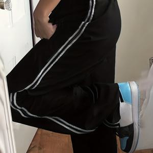 TEMU 여성용 솔리드 블루 레그 팬츠 - 사계절 캐주얼 및 정장용 논스트레치 세탁 가능 바지, 젊은 외모 | 매끄러운 질감