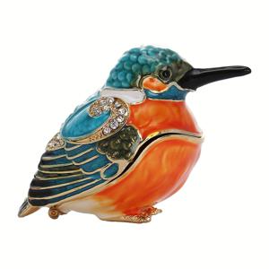 TEMU 손으로 그린 새 모양의 보석 상자 - 접이식 이나멜 금속 트리니트 정리함, 빈티지 보석 장식 디자인, 집을 장식하는 수집용 인형 보관함, 크리스마스, , 어머니의 날, 졸업 선물, 새 장식에 이상적