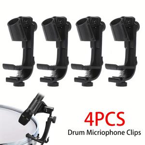 TEMU 드럼 마이크 클립 거치대 4개 세트, 드럼 림에 클립하는 충격 방지 마운트 지원 가능한 마이크 클램프 브라켓