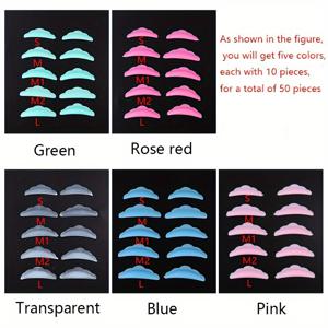 TEMU 50개 혼합 컬러 실리콘 속눈썹 퍼밍 스틱 프로페셔널 3D 속눈썹 리프팅 패드 소프트 시리아 퍼밍 커버 도구 세트