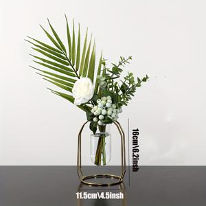 TEMU 1개 빈티지 스타일 주철 꽃병, 둥근 실린더 모양, 가정 및 주방 장식, 꽃꽂이 거치대, 실내 사용을 위한 레트로 장식 병