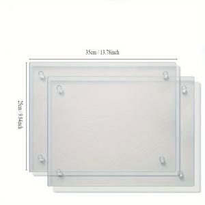 TEMU 2개 강화 유리 도마 & 트레이 세트 - 식기세척기 사용 가능, 스크래치 & 내열성, 둥근 모서리의 투명 주방 조리대