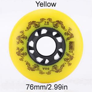TEMU 롤러 스케이트 & 아이스 스케이트용 튼튼한 90A 휠 1개 - 흰색/노란색, 플랫 슈즈에 맞음, 사이즈 72mm/76mm/80mm (베어링 미포함)