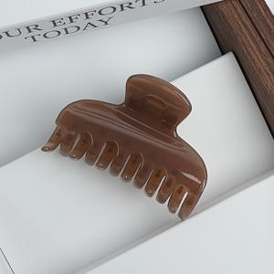 TEMU 1개 우아한 대형 오벌 아크릴 상어 클립 여성용 - 캐주얼 & 포멀 스타일에 적합, 내구성 있는 헤어 액세서리, 매끄러운 광택 마감