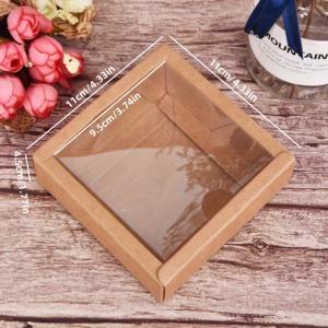 TEMU 사각형 크래프트 종이 플립 박스 5개 세트, 투명 PVC 커버 화장품 비누 보관 포장 상자, 화장품 정리함,욕실 정리, 디자인,투명 상자,내구성 있는 커버,보관 용기,여행 필수품,소규모 비즈니스 소유자