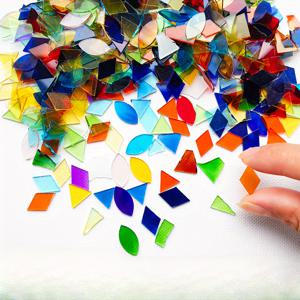 TEMU 200개 혼합 색상 투명 유리 타일 DIY 유리 예술, 촛대 및 터키 램프 제작 재료 - 유리 재료