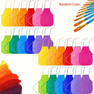 TEMU 예술가를 위한 24개 세트 생동감 있는 미니 페인팅 앞치마 - 내구성 있고 조절 가능한 부직포 주방용 앞치마