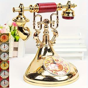 TEMU 빈티지 로터리 전화 및 알람 시계 세트 - 7.28인치 쿼츠 운동, 예술적인 플라스틱 디자인, 배터리 작동 (AA), 거실, 사무실, 파티 장식에 이상적 - 독특한 홈 액센트, 배터리 포함되지 않음, 빈티지 장식