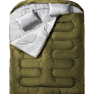 TEMU 성인용 더블백 남성용 베개 포함, XL 퀸 사이즈 투 퍼슨 슬리핑백, 사계절 캠핑 하이킹 백패킹용