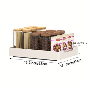 TEMU 1개 초대형 수납 바구니 - 부드러운 글라이드, 드릴 없는 설치, 공간 절약형 싱글 티어 정리함, 쉽게 청소, 주방 및 욕실 캐비닛에 완벽, 둥근 모서리의 슬릭 화이트 메탈, 주방 캐비닛 정리함|둥근 모서리 디자인|튼튼한 정리함, 주방 정리 및 수납|수납정리함