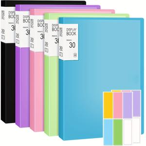 TEMU 5-팩 A4 디스플레이 북 폴더 150포켓, ABS 플라스틱 바인더 스티커 및 안전 로프 포함, 학교, 사무실 및 악보 정리 문서 폴더