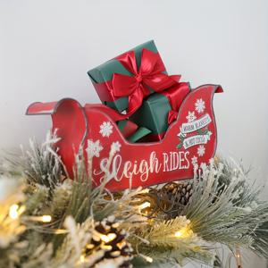 TEMU 크리스마스 장식 금속 보관함 거치대, 휴일 장식용, 축제 빨간색 센터피스, 