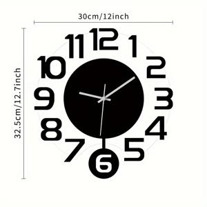 TEMU 1개, 현대적인 투명 원형 벽시계, 조용한 스윙 기능, 배터리 구동, 틱 소리가 없는, 거실, 사무실, 침실, 집 장식에 적합. (배터리 미포함)|벽시계|벽시계