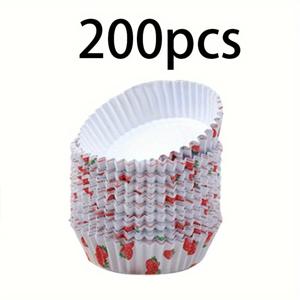 TEMU 200개 딸기 & 풍차 패턴 베이킹 컵 - 내열성, 방유 종이 라이너, 빵, 케이크, 퀴쉬용, 가정용 주방 및 레스토랑에 완벽, 베이킹 액세서리 | 축제 주방용품 | 방유 라이너
