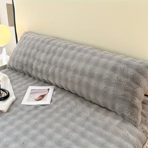 TEMU 1개 고급스러운 엑스트라 롱 인조 토끼 모피 플러시 베개 커버 - 부드러운 밀크 벨벳 질감, 지퍼 클로저, 세탁기 사용 가능, 핑크 눈송이 패턴 침실 및 게스트룸용 바디 피로우 커버, 토끼 장식