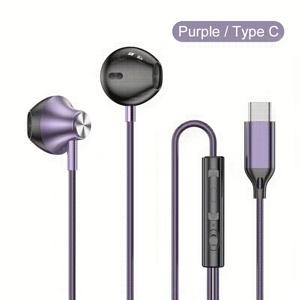 TEMU 갤럭시 S24/S23/S22 울트라용 타입 C 3.5mm 유선 헤드폰, 아이폰 15용, 레드미 및 화웨이 이어버드용 인이어 마이크 액세서리, 핸즈프리 통화, 스타일리시 이어폰, 내구성 있는 빌드, 인이어 이어폰, 기술 애호가용
