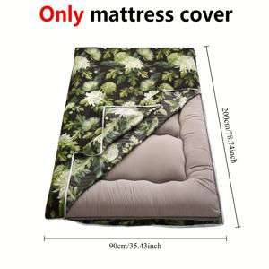 TEMU 1pc 꽃 프린트 futon 바닥 매트리스 커버, 트윈/풀/퀸 사이즈, 100% 폴리에스터, 니트, 지퍼, 기계 세탁 가능, 부드러운 피부 친화적, 방진 타타미 프로텍터