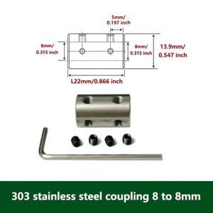 TEMU 303 스테인레스 스틸 커플링 - 스크루 및 렌치가 있는 유니버설 샤프트 어댑터, 내구성과 내식성이 뛰어난, 모터 및 샤프트 연결에 이상적, 샤프트 어댑터 | 스크루 커플링 | 내구성 있는 샤프트 어댑터