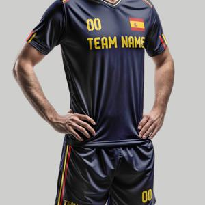 TEMU 레전 스페인 2025 여름 가을 V넥 티셔츠 축구 저지 세트 남성용 맞춤형 이름 및 번호 성인 저지 신입생 경기 팀 훈련 스포츠 팀웨어 편안한 통기성 빠른 건조 땀 흡수 투피스 세트 상하의