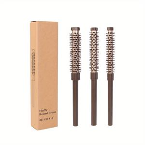 TEMU 3개 세트 벌집 디자인 라운드 헤어 브러시 세트 - 드라이어용, 나일론 브리슬이 있는 알루미늄 튜브, 짧고 얇고 곱슬머리에 적합, 튼튼한 ABS 손잡이